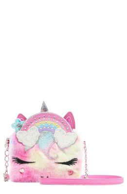 OMG Accessories Kids' Miss Gwen Plush Faux Fur Crossbody Bag in Flamingo