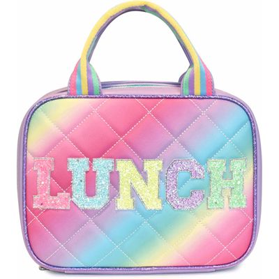 OMG Accessories Kids' Ombré Diamond Quilted Lunch Bag in Orchid 