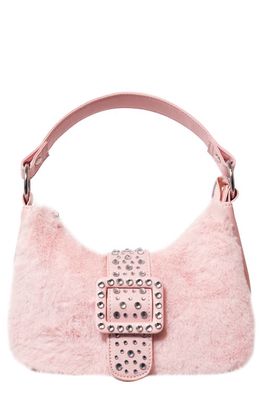 OMG Accessories Kids' Plush Faux Fur Mini Hobo Bag in Pink