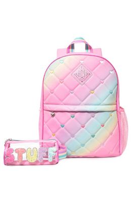 OMG Accessories Kids' Quilted Backpack & Stuff Pouch Set in Bubble Gum