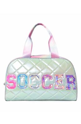 OMG Accessories Kids' Soccer Quilted Duffle Bag in Pistachio
