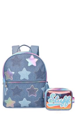 OMG Accessories Kids' Star Denim Backpack & Stuff Pouch Set in Denim Blue 