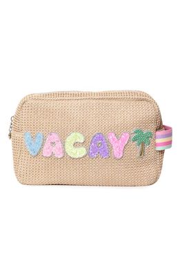 OMG Accessories Kids' Vacay Straw Zip Pouch in Natural