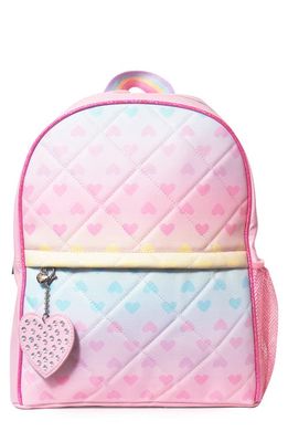 OMG Accessories Ombrè Heart Print Quilted Backpack in Cotton Candy