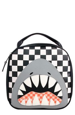 OMG Accessories Shark Checker Print Lunch Bag in Black