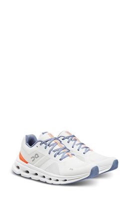 On Cloudrunner Running Shoe in Undyed White/Flame