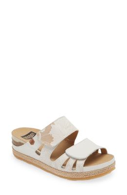 On Foot Cynara Slide Sandal in White/Cuero Tan