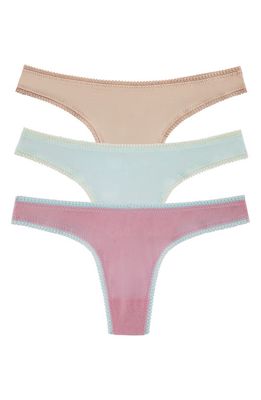 On Gossamer 3-Pack Mesh Thongs in Champagne/orchidsmoke/clrwater