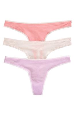 On Gossamer 3-Pack Mesh Thongs in Lupine/Mauve/Soft Coral