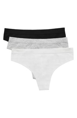 On Gossamer Assorted 3-Pack Seamless Thongs in Black White Grey