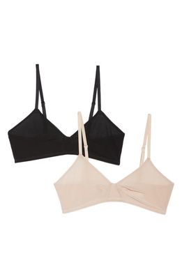 On Gossamer Next to Nothing 2-Pack Bralettes in Champ/blk