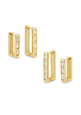 On The Rocks Le Bar 18K Gold-Plate & Cubic Zirconia 2-Piece Earrings Set