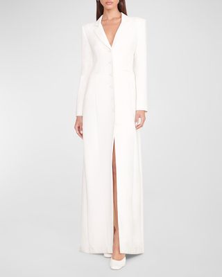 Onassis Single-Breasted Slit Coat Dress