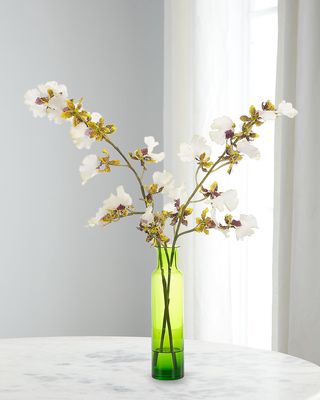 Oncidium Orchid 18" Faux Floral Arrangement in Glass Bottle
