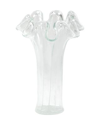 Onda Glass Clear W/ White Lines Short Vase