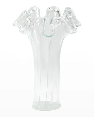 Onda Glass Clear W/ White Lines Tall Vase
