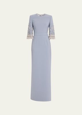Ondine Sequined and Crystal Column Gown