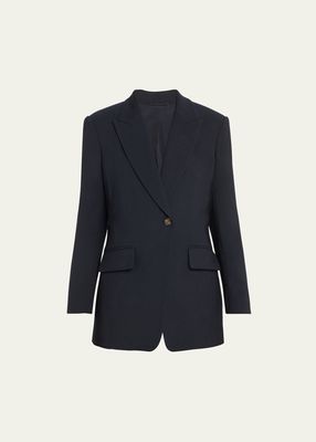 One-Button Wool Blazer