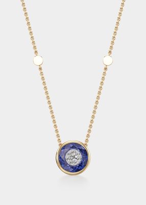 One Collection 10mm Pendant Necklace with Yellow Gold Bezel, Sapphire