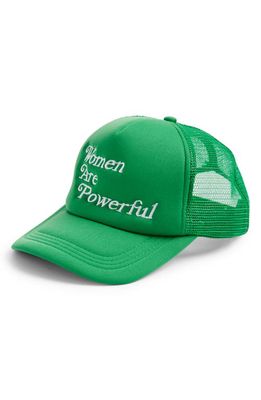 One DNA Women Are Powerful Embroidered Trucker Hat in Green