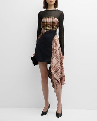 One-Of-A-Kind Long-Sleeve Scarf Mini Dress