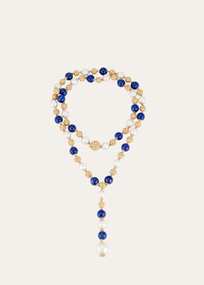One-of-a-Kind Ombelicali 18K Gold, Pearl and Lapis Necklace