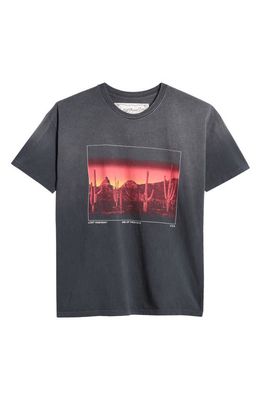 ONE OF THESE DAYS Burning Landscape Graphic T-Shirt in Washed Black