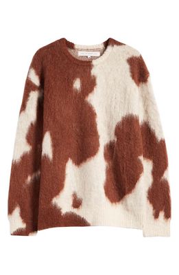 ONE OF THESE DAYS Horse Spot Jacquard Crewneck Sweater in Bone/Brown