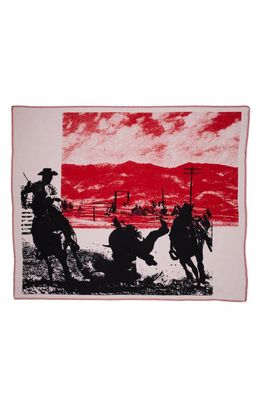 ONE OF THESE DAYS Wild West Wool Blend Throw Blanket in Bone/Red