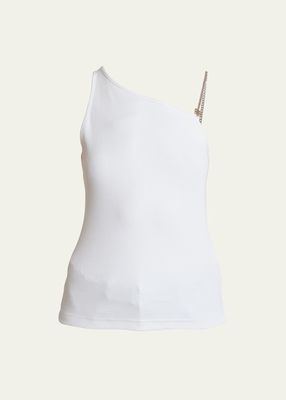 One-Shoulder 4G Logo Chain Tank Top