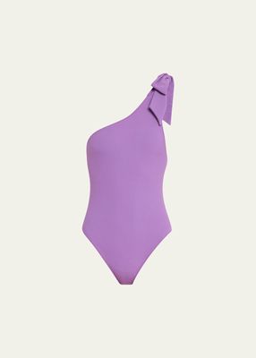 One-Shoulder Bow One-Piece Swimsuit