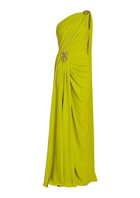One-Shoulder Draped Cady Gown