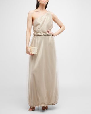 One-Shoulder Gown with Braided Detail