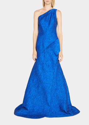 ONE SHOULDER JACQUARD GOWN W