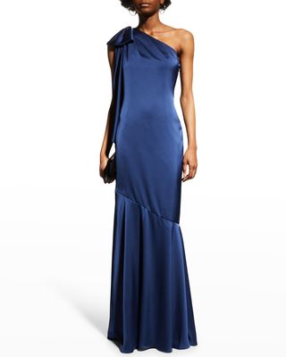 One-Shoulder Mermaid Gown w/ Bow