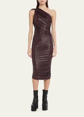 One Shoulder Ruched Fitted Midi Drs