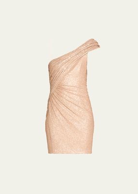 One-Shoulder Shell Sculpted Mini Dress