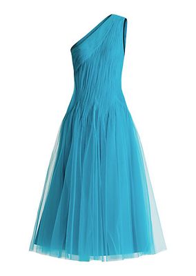 One-Shoulder Tulle Midi-Dress