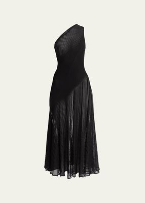 One-Shoulder Twisted Seam Midi Dress