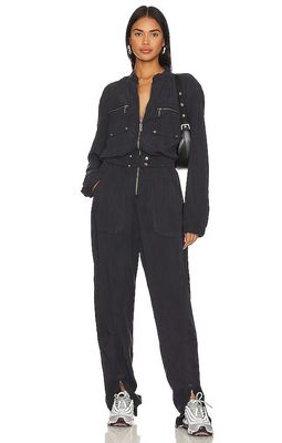 One Teaspoon Dark Romance Zipped Up Jumpsuit in Black