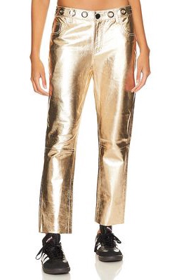 One Teaspoon Heart Break Hotel Leather Pant in Metallic Gold