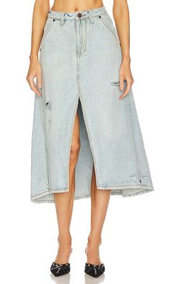 One Teaspoon Mrs Carter Long Denim Skirt in Blue