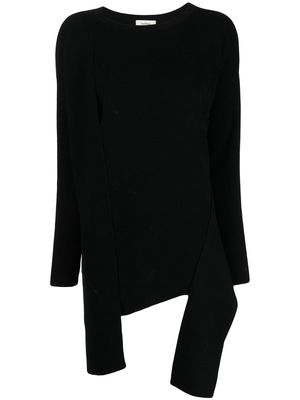 Onefifteen asymmetric-hem knit sweater - Black