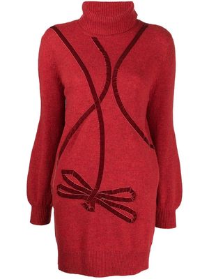 Onefifteen bow detail knitted mini dress - Red