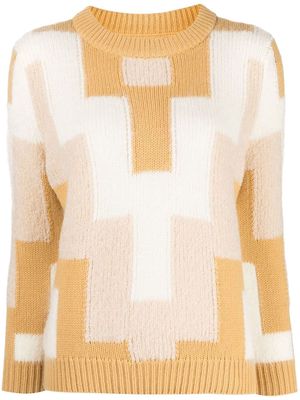 Onefifteen geometric-panelled knit sweater - Yellow