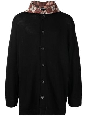 Onefifteen x ANOWHEREMAN check-pattern hoodie - Black