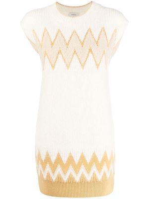 Onefifteen zigzag embroidered mini dress - White