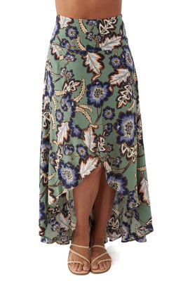 O'Neill Ambrosio Floral Asymmetric Faux Wrap Skirt in Moss