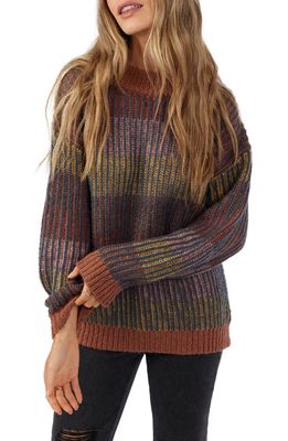 O'Neill Billie Stripe Rib Sweater in Brown Multi