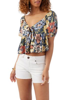 O'Neill Brenna Floral Babydoll Crop Top in Slate